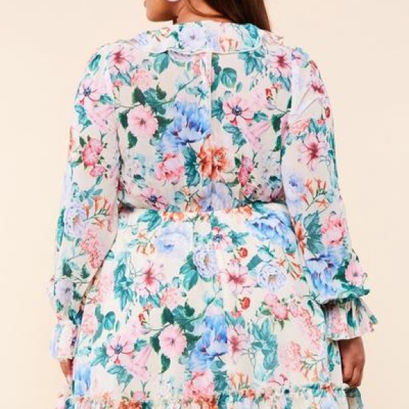 Spring Floral Mini Dress-1X - Picture 5 of 8